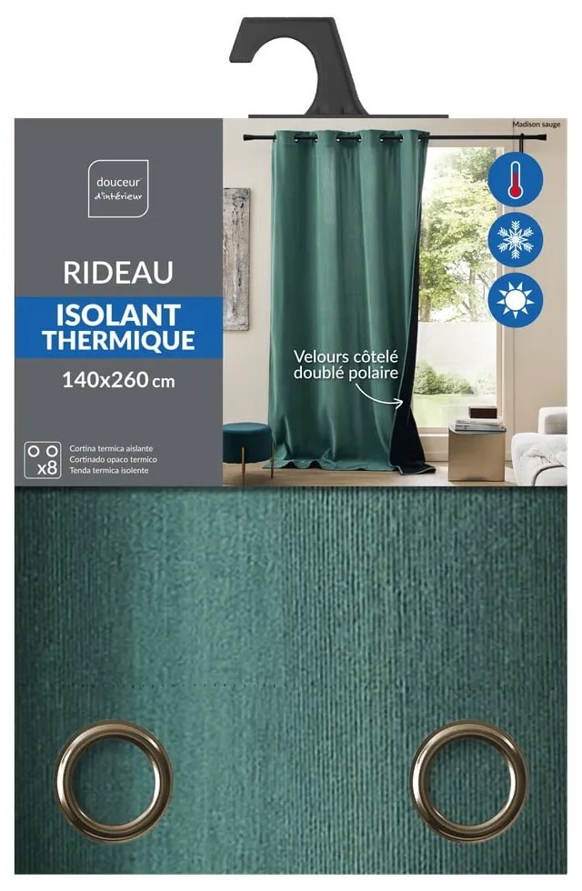 Tenda termoisolante verde in velluto a coste 140x260 cm Madison – douceur d'intérieur