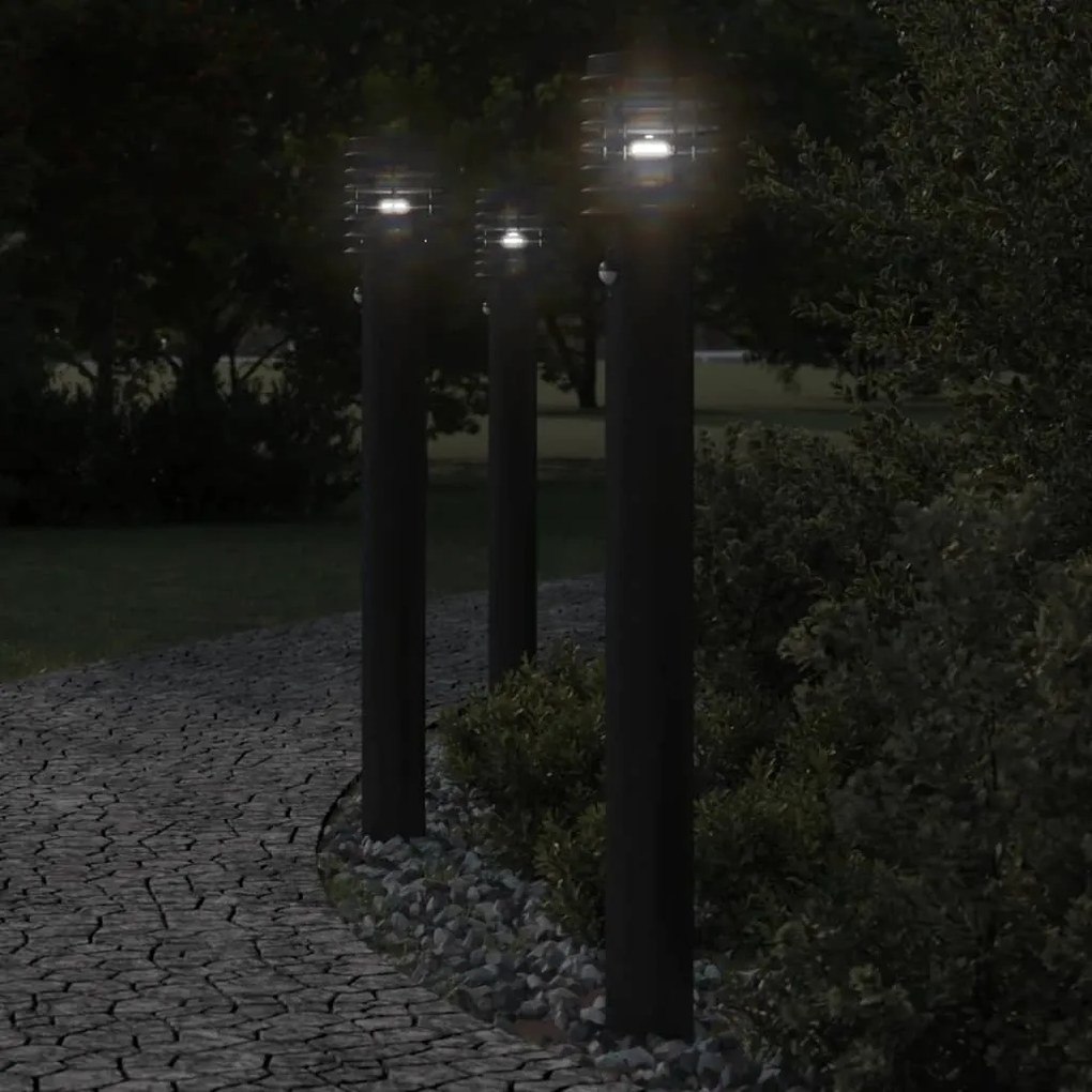 Lampada Da Terra Per Esterni Sensore Nera 110 Cm İn Acciaio /