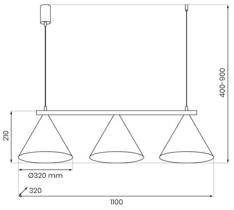 Lampadario a sospensione con cavo CAPITAL 3xGX53/15W/230V oro