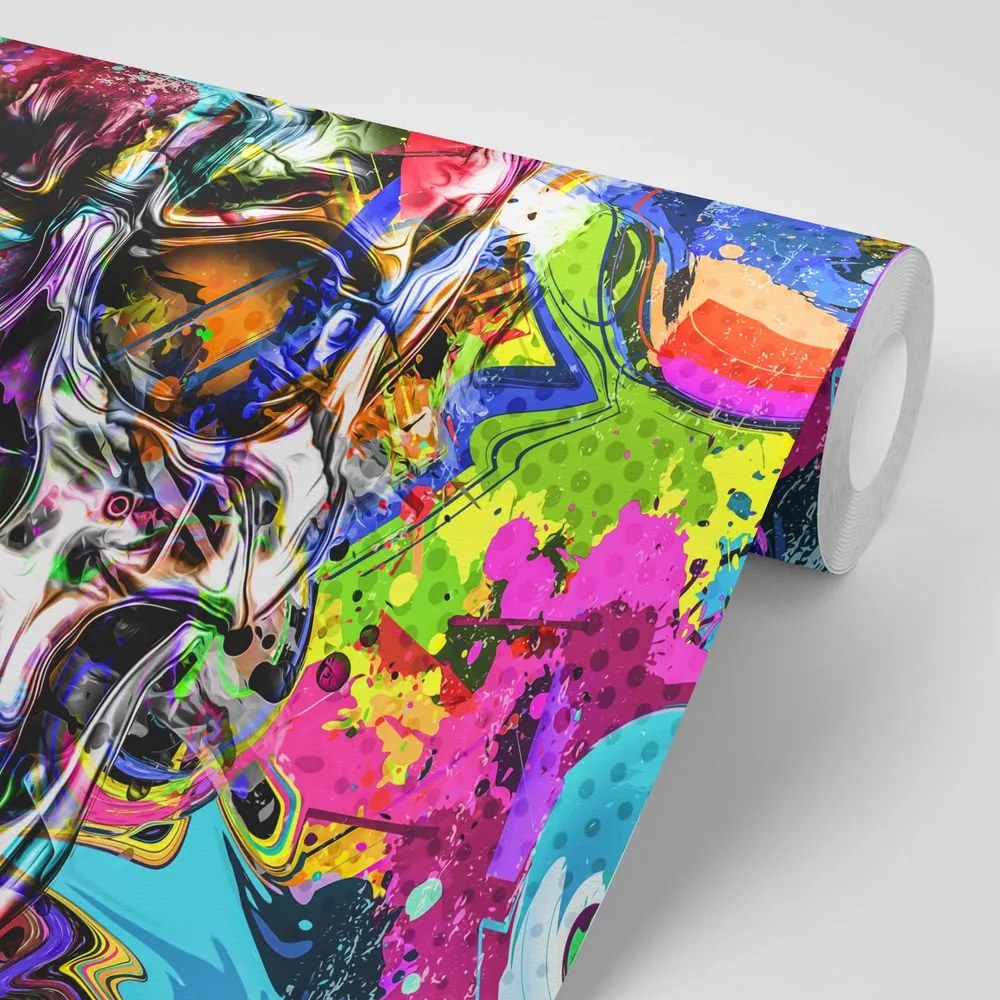 Carta da parati autoadesiva – Teschio artistico colorato