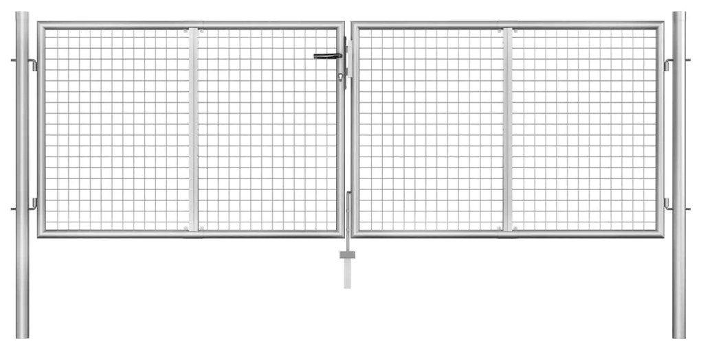 Cancello Per Giardino İn Acciaio Zincato 306x125 Cm Argento /
