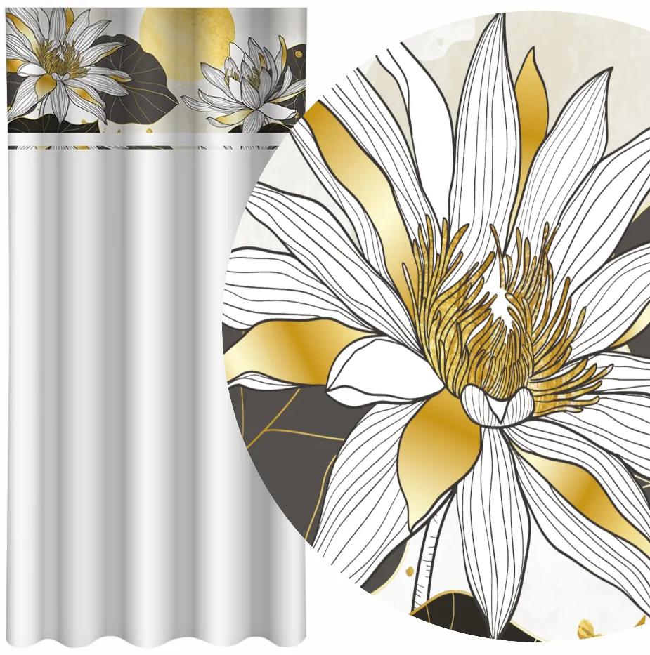 Tenda classica bianca con stampa di fiori di loto Larghezza: 160 cm | Lunghezza: 270 cm