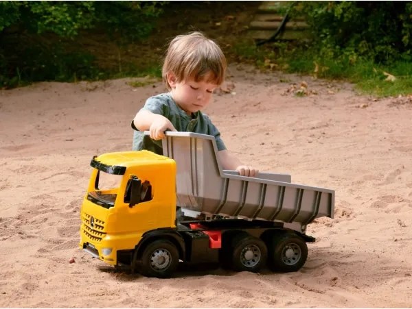 Camion ribaltabile Mercedes GIGA TRUCKS 65 cm, giallo/grigio