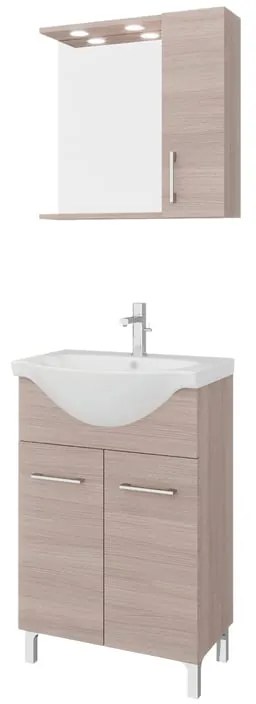 Mobile bagno con lavabo e sifone L 55 x H 81.5 x P 50.5 cm legno naturale in truciolare, 2 ante per vasca centrale Symoa