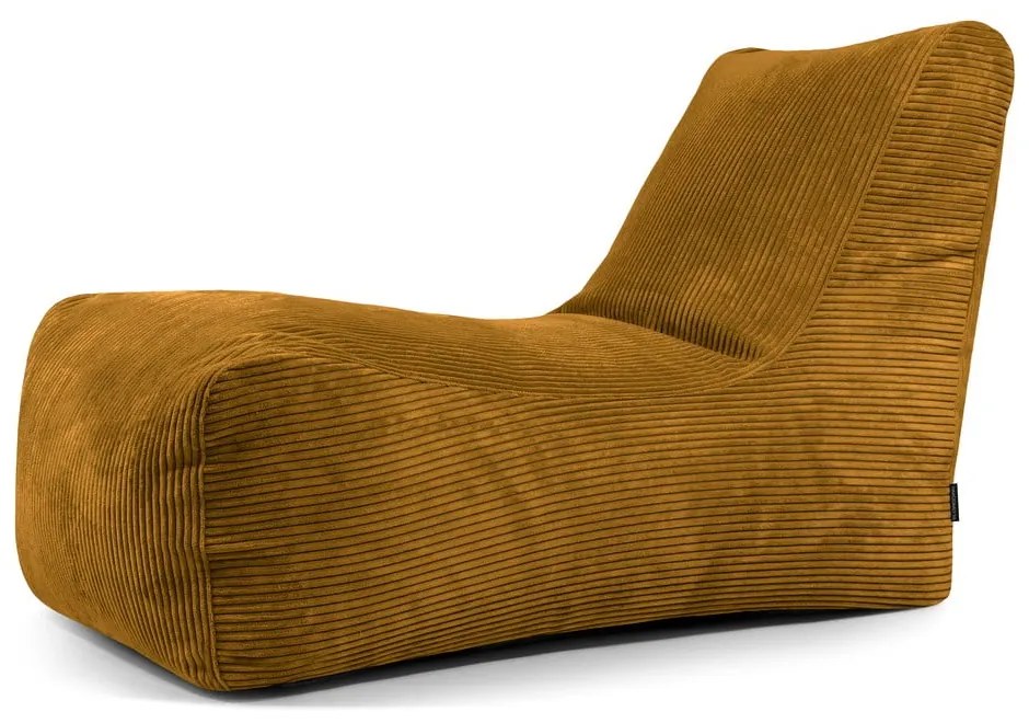 Puof a sacco color senape con rivestimento in velluto a coste Lounge – SLOWDOWN