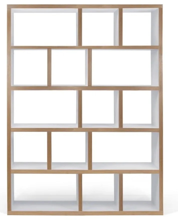 Libreria bianca con bordo in legno 150x198 cm Berlin - TemaHome