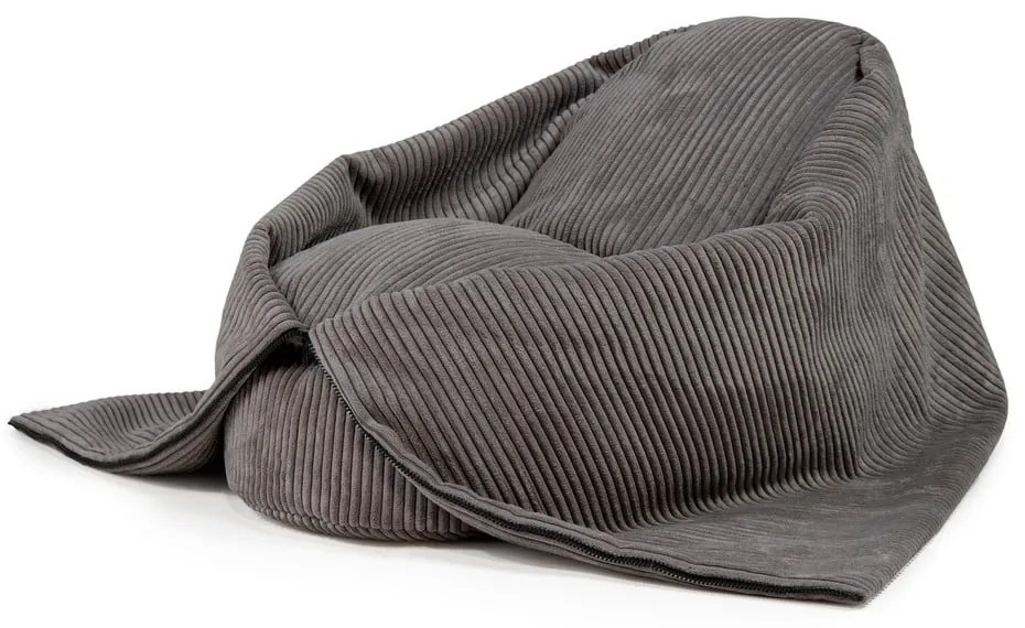 Pouf a sacco per bambini grigio scuro con rivestimento in velluto a coste Cocoon 80 – SLOWDOWN