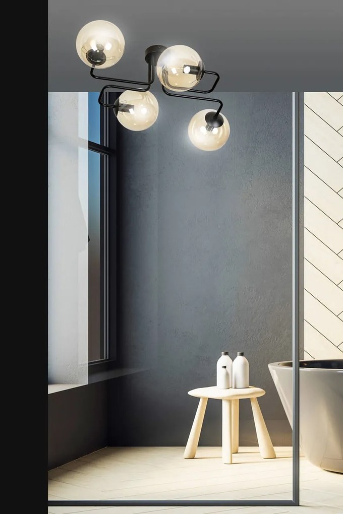 Lampadario da Soffitto BRENDI 4 in acciaio e vetro 4xE14