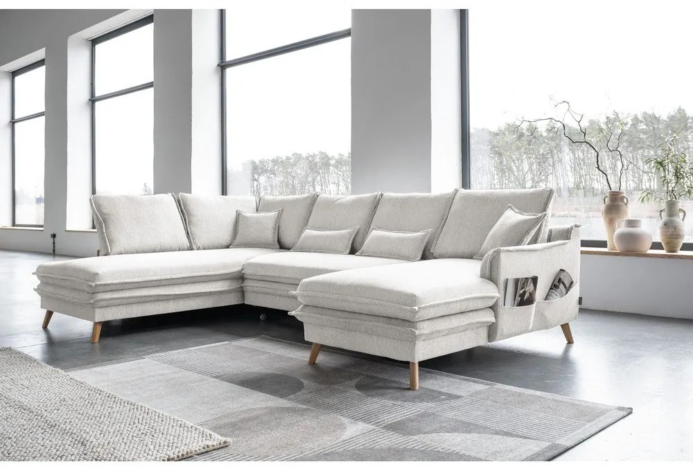 Divano letto angolare beige (angolo sinistro/"U") Charming Charlie - Miuform
