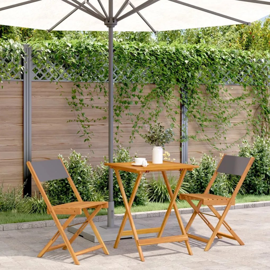 Set Da Bistrot 3pz Antracite İn Tessuto E Legno Massello /
