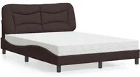 Letto con Materasso Marrone Scuro 140x190cm Tessuto 3208530