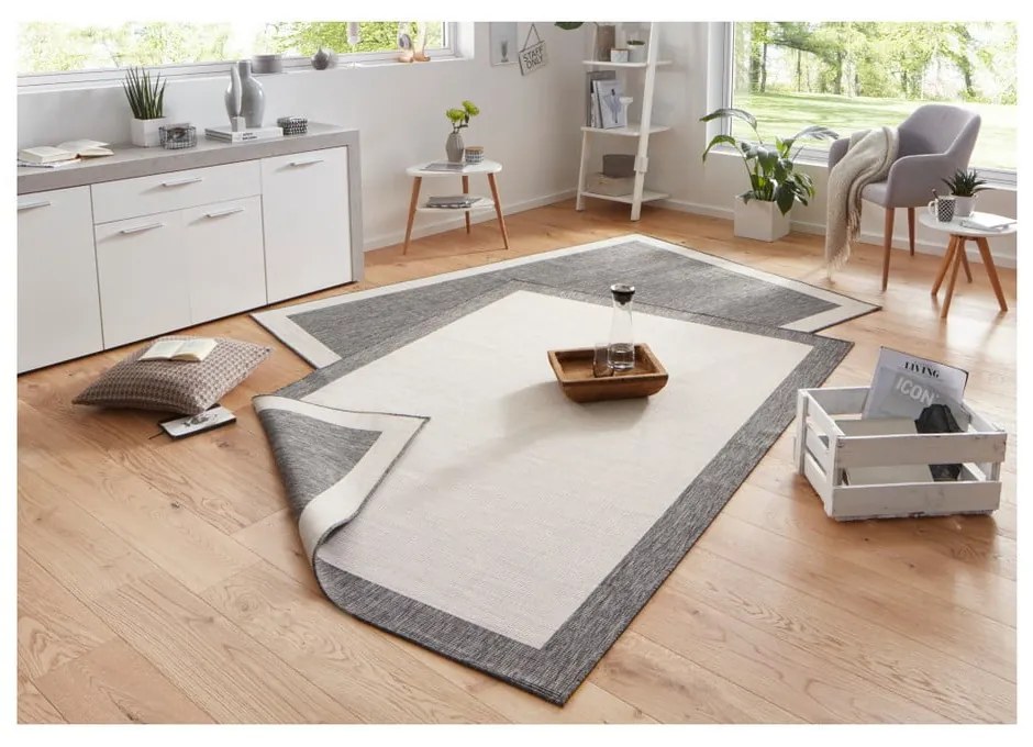 Tappeto da esterno grigio e crema , 80 x 250 cm Panama - NORTHRUGS