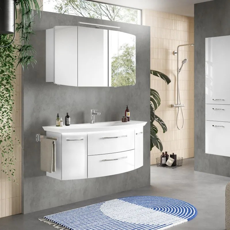 Mobile da bagno sospeso sotto lavabo L 119 x H 49.2 x P 46.2 cm bianco lucido, 2 cassetti 2 ante PELIPAL Cassca