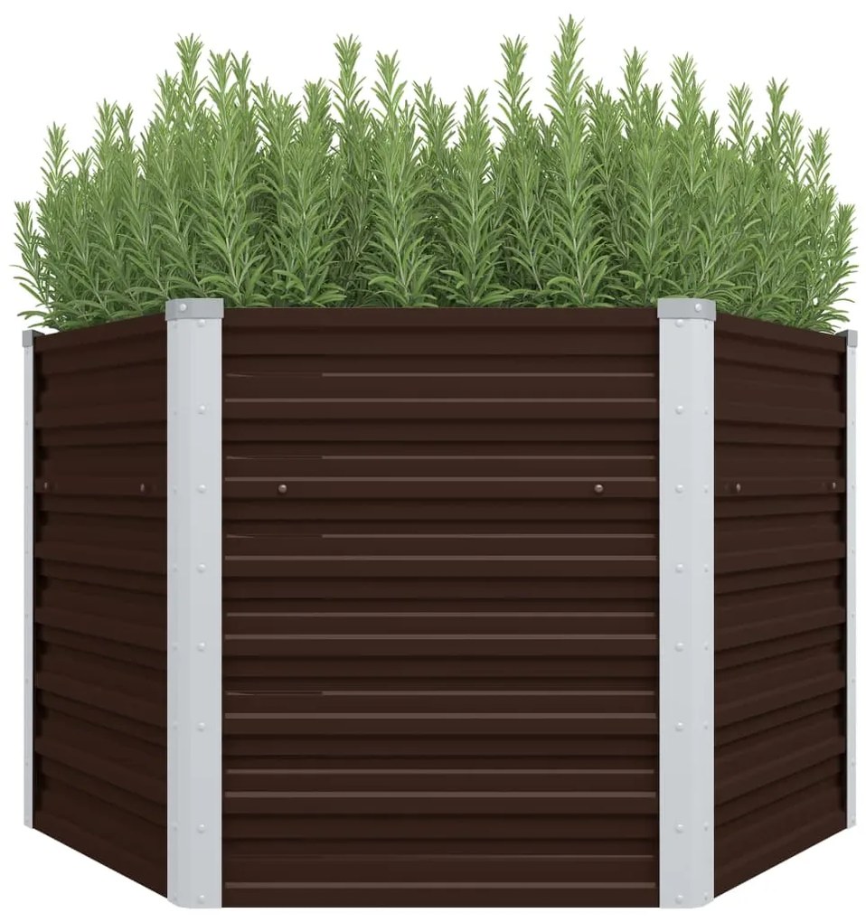 Letto Rialzato Giardino Marrone 129x129x77cm İn Acciaio Zincato /