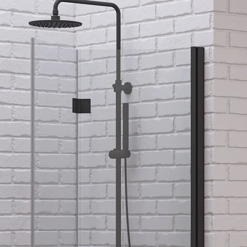 Kamalu - Porta doccia a libro 80 cm colore nero altezza 200h | KAM-KS700N