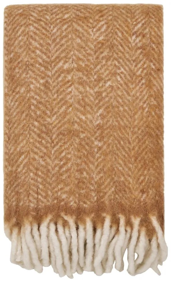 Coperta marrone chiaro in misto lana 130x170 cm Carmel – House Nordic