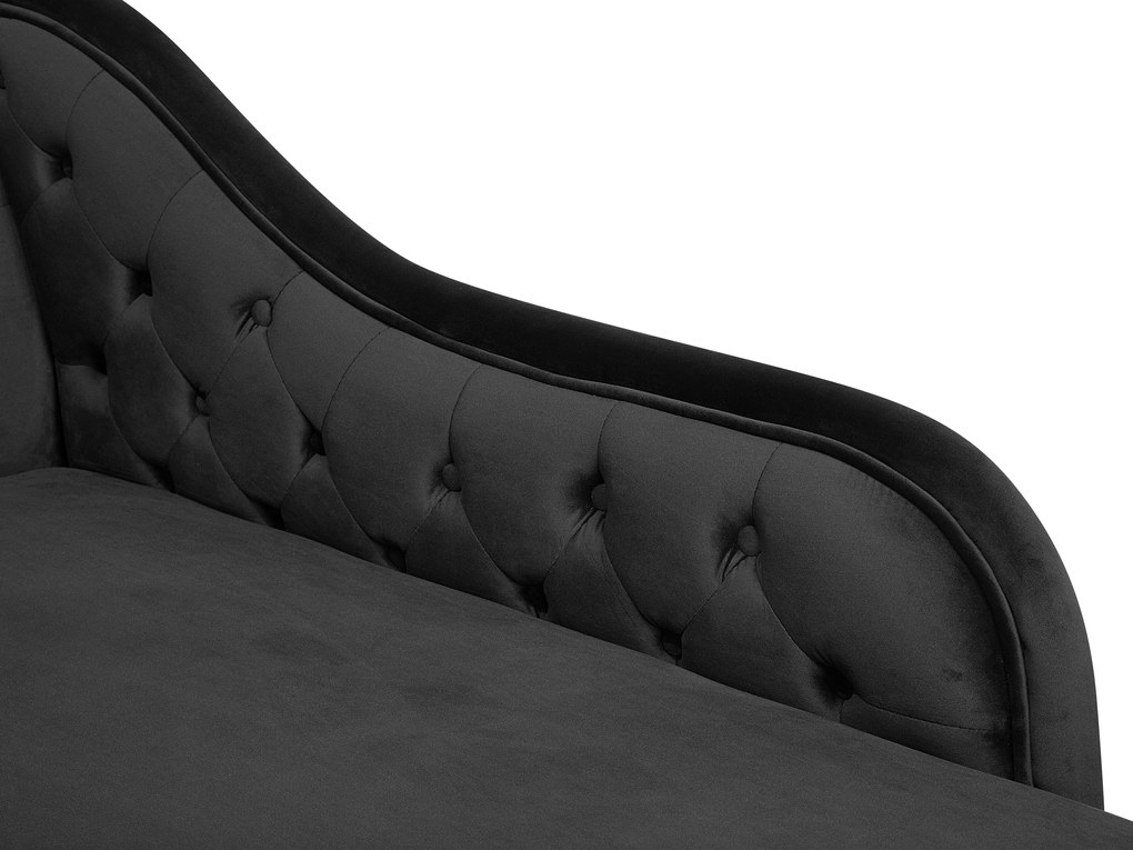 Chaise longue sinistra in velluto nero NIMES Beliani