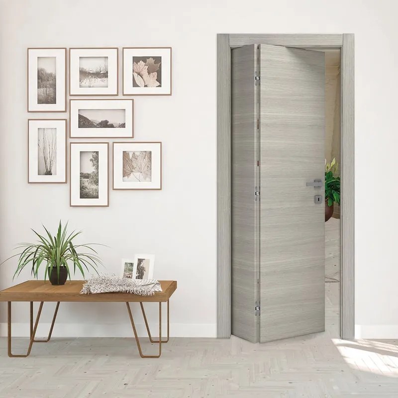 Porta pieghevole a libro asimmetrica Cambridge rovere grigio L 80 x H 210 cm sinistra