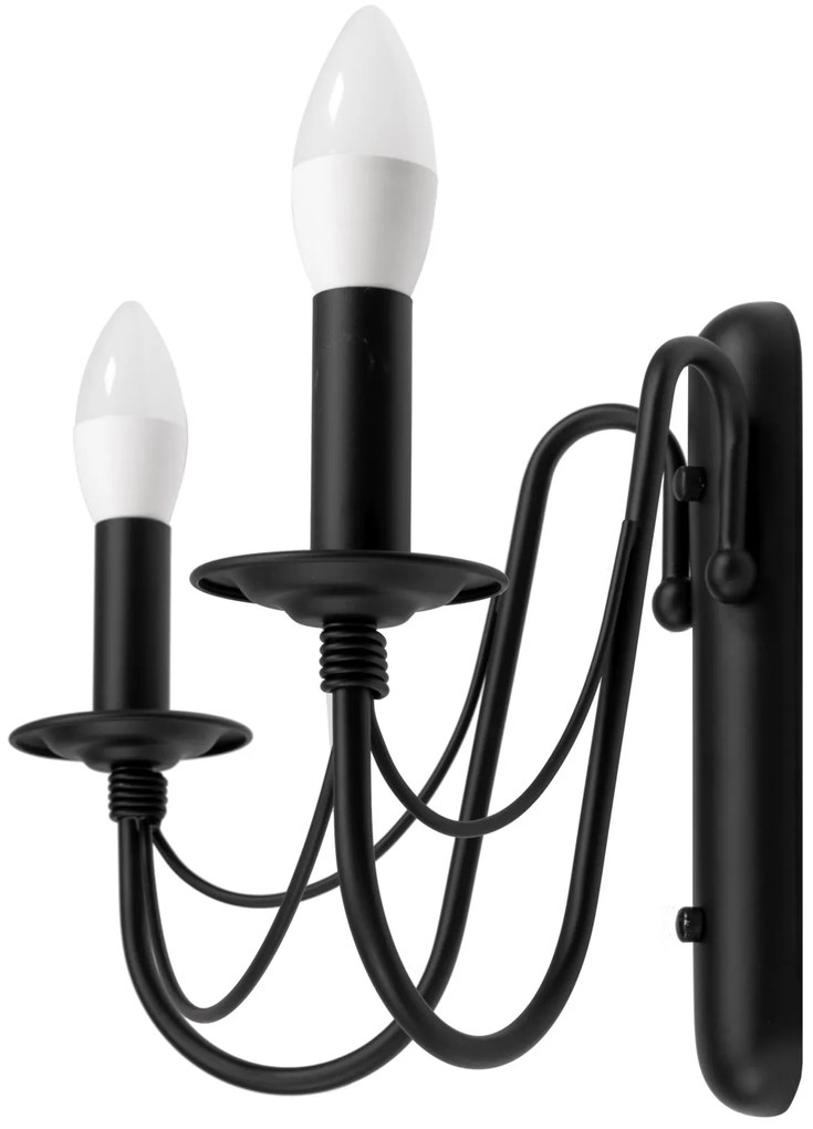 Lampada da parete rustica classica nera APP646-2W