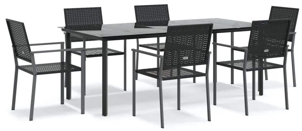 Set da pranzo da giardino 7 pz in polyrattan e acciaio