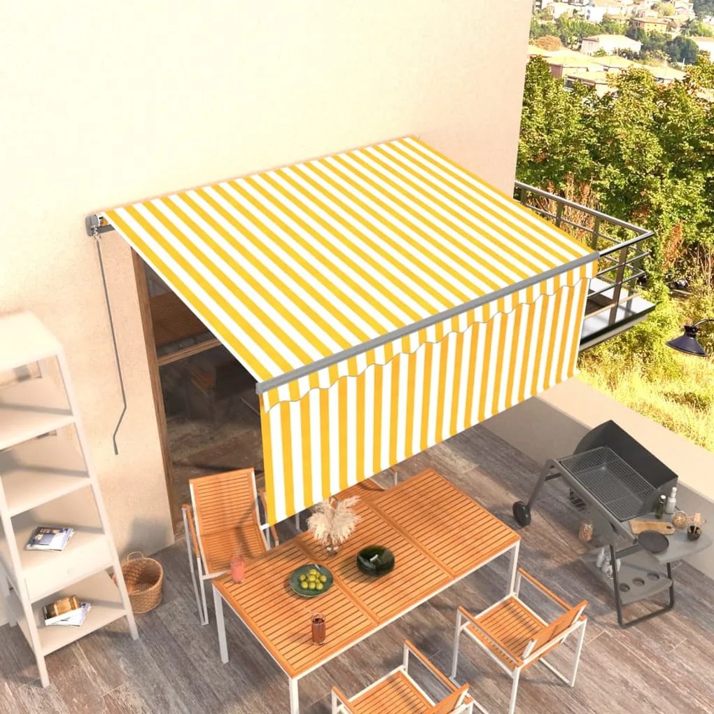 Tenda Da Sole Retrattile Con Parasole 3,5x2,5m Gialla E Bianca /