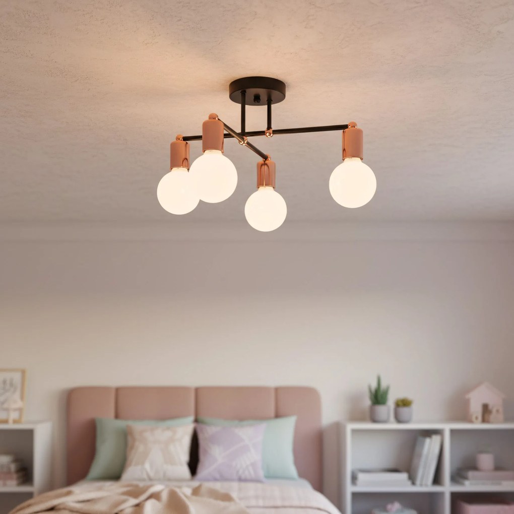 Lampada Di Cristallo Da Soffitto PensileQuadruplo Rose Gold  Glamour 392200