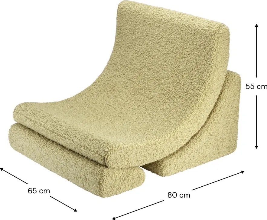 Poltrona per bambini verde con rivestimento in bouclé Moon – Wigiwama