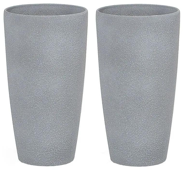 Set di 2 vasi polvere di pietra grigio ⌀ 23 cm ABDERA Beliani