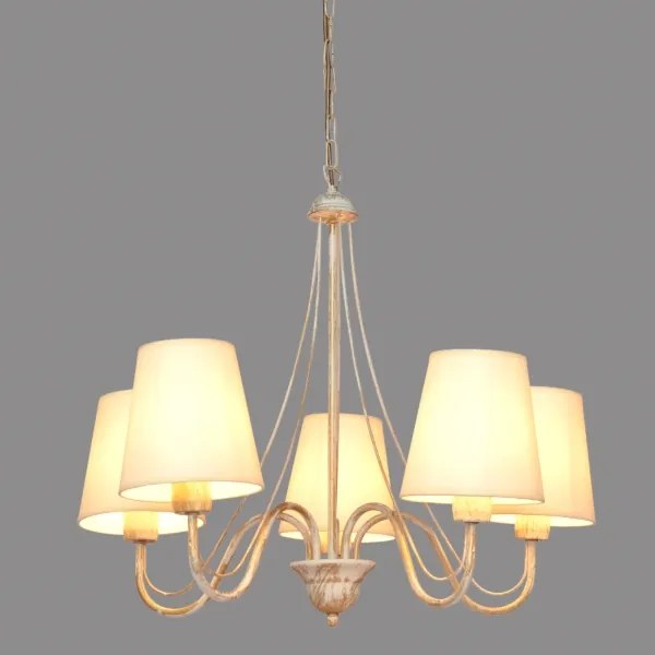 Lampadario a sospensione con catena MALBO 5xE27/15W/230V beige