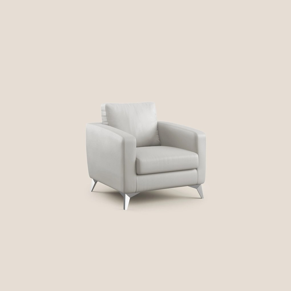 Orione Poltroncina in ecopelle moderna e impermeabile T04 grigio chiaro