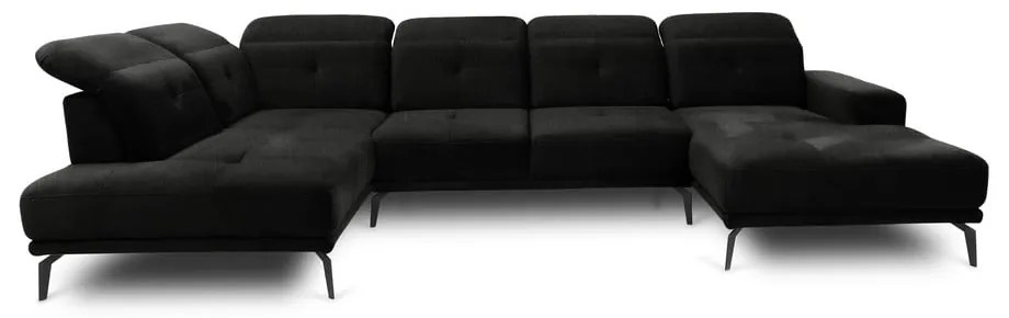 Divano angolare nero (con penisola a sinistra/a U) Bretan – ELTAP