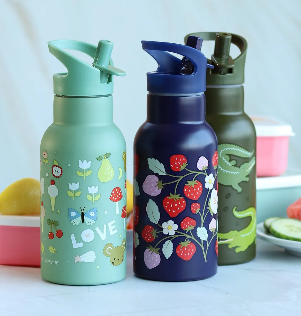 A Little Lovely Company - borraccia in acciaio inox, 350 ml - fragole