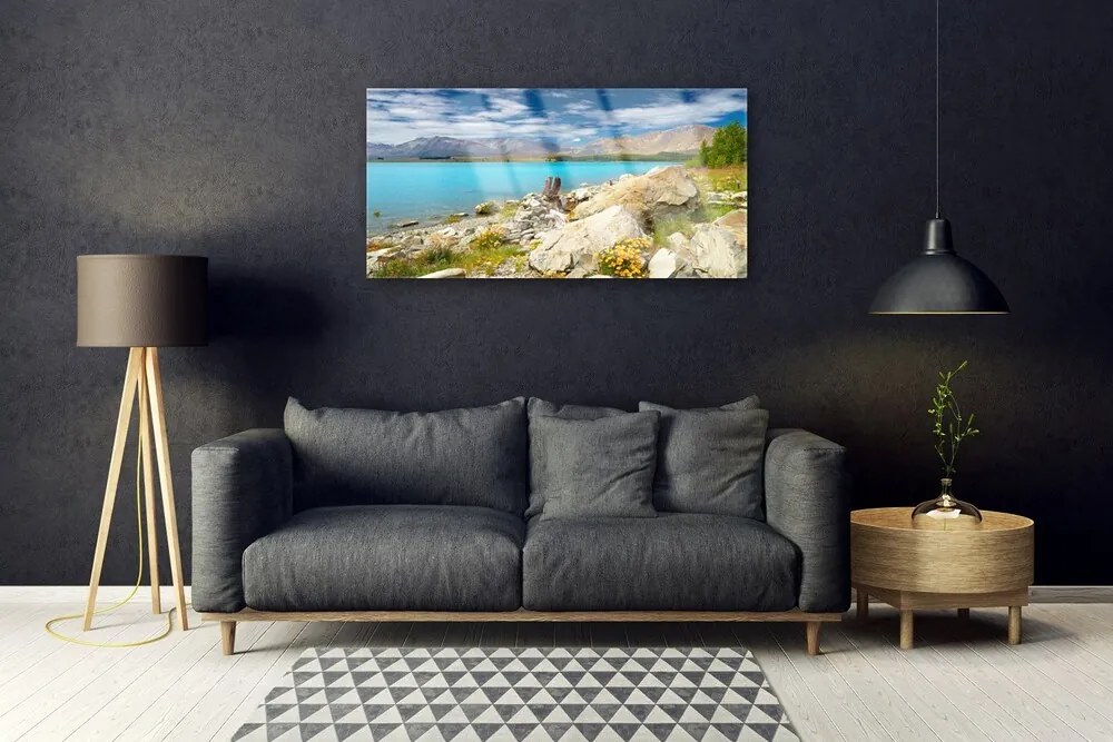 Quadro di vetro Paesaggio del mare di rocce 100x50 cm