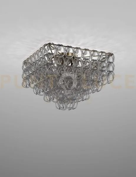 Giogali lampadadario a soffitto 65q cristallo quadrato fume' e bron...