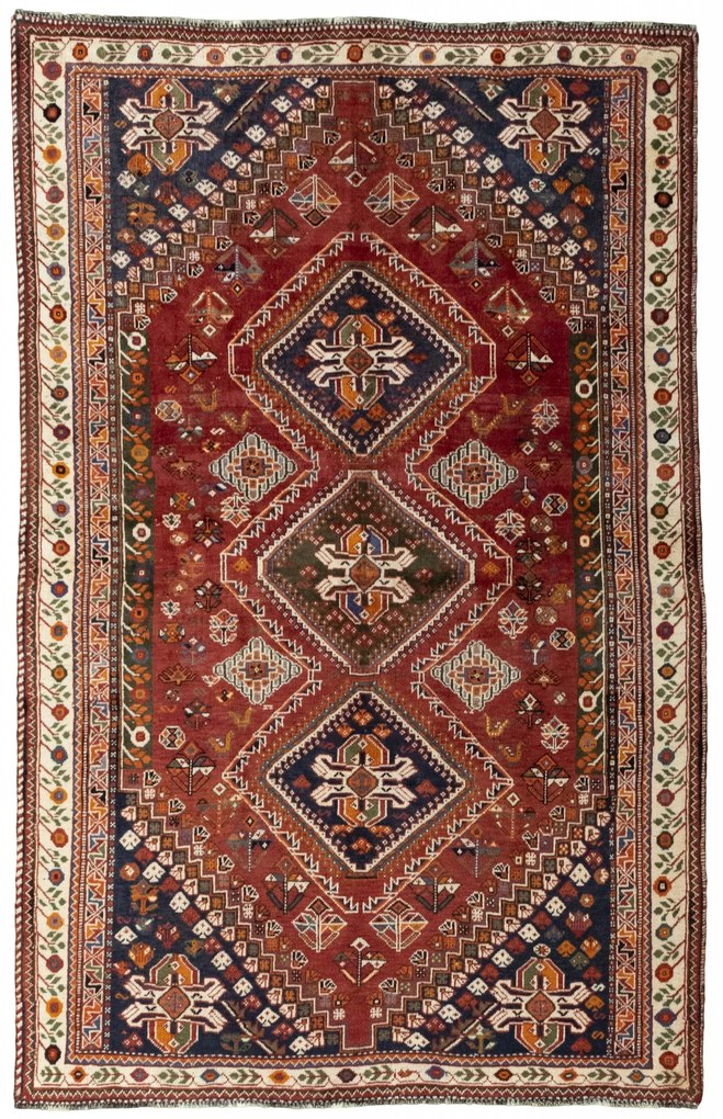 Shiraz Tappeto 260x160 Rosso (Iran) Annodato A Mano