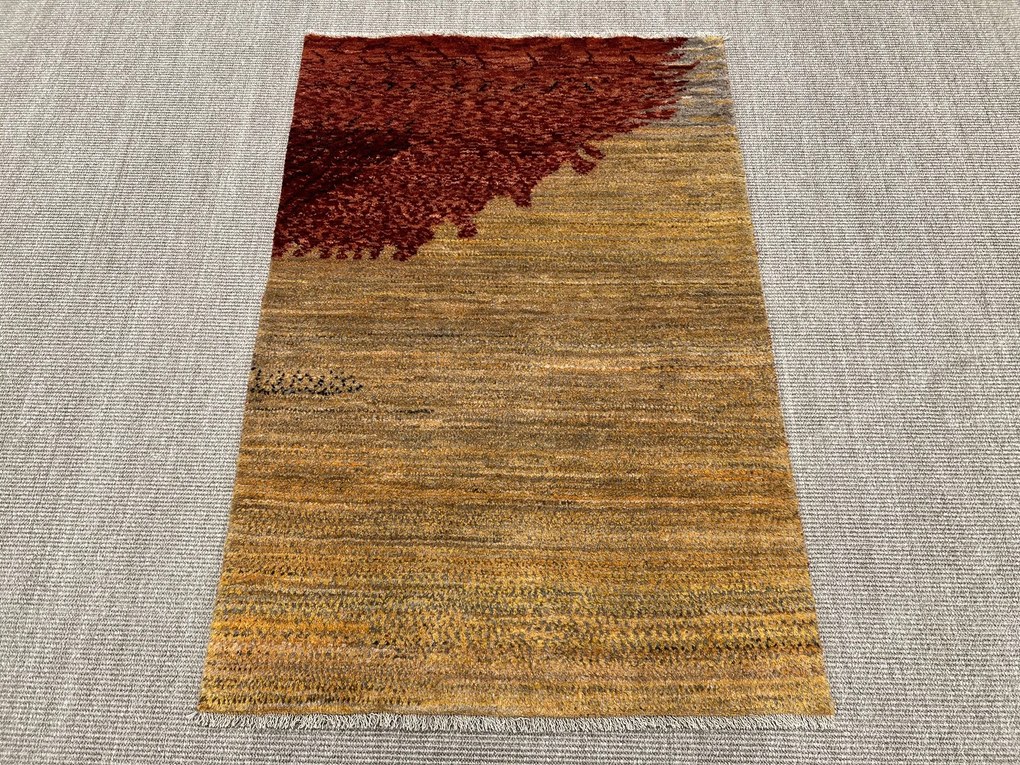 Gabbeh Tappeto 140x90 Giallo (Iran) Annodato A Mano