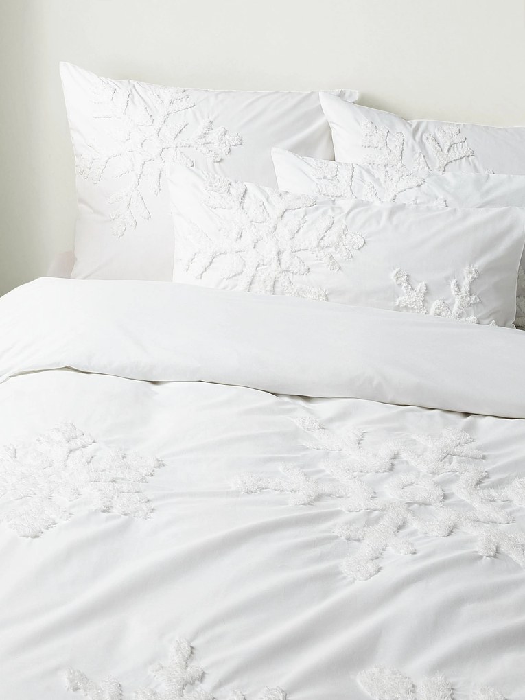 Copripiumino in cotone percalle con motivo fiocco di neve trapuntato Vidal