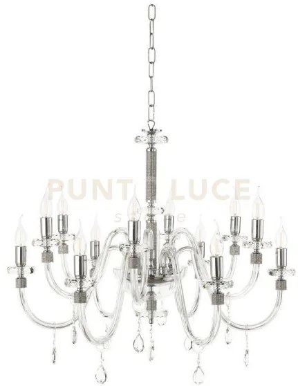 Lampadario dido 12 luci cristallo e cromo attacco e14 d.83cm