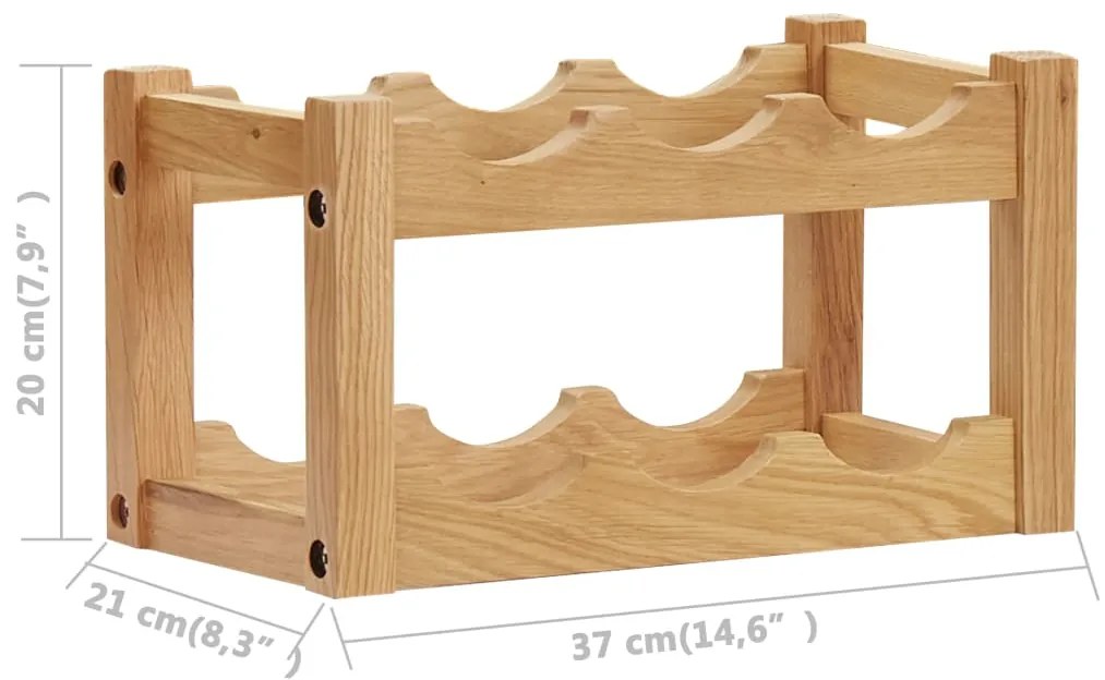 Cantinetta per 6 bottiglie 37x21x21 cm legno massello di rovere