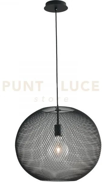 Lampadario a sospensione rete in metallo esedra nera 1 luce attacco...