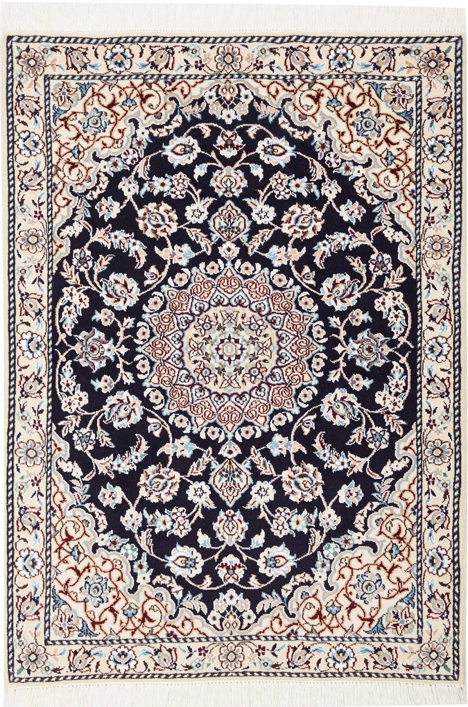 Nain Tappeto 110x80 Blu (Iran) Annodato A Mano