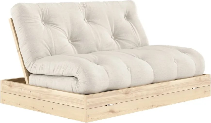 Divano beige allungabile con rivestimento in lino 145 cm Flip – Karup Design