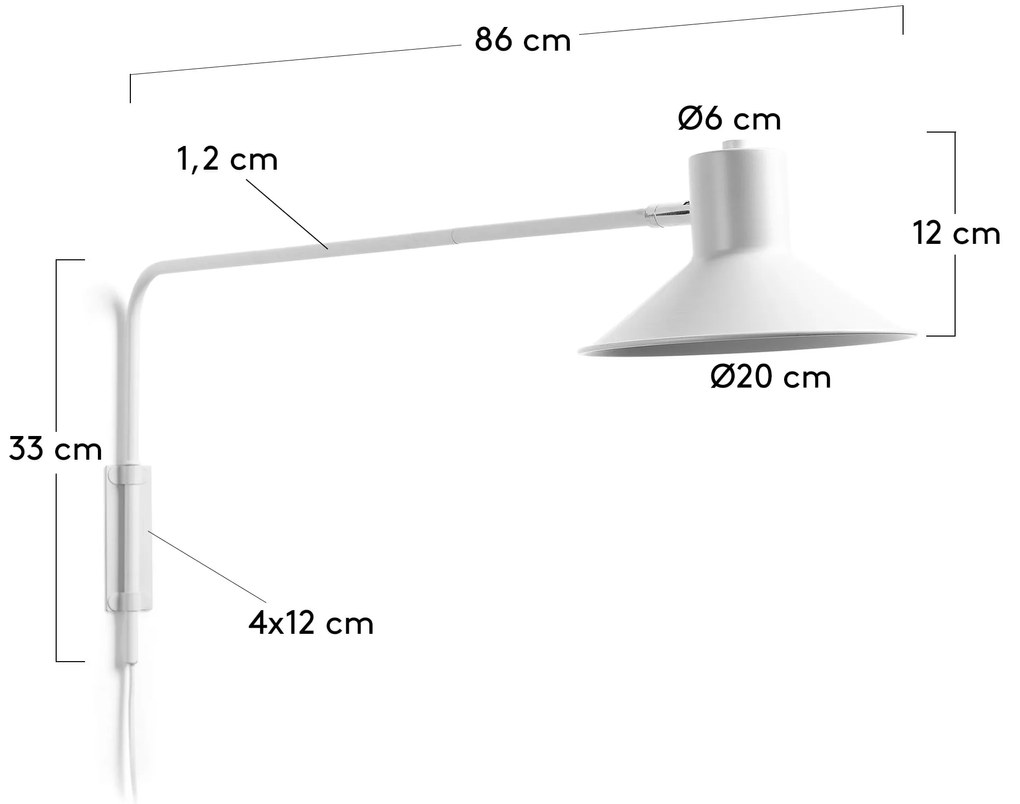 Kave Home - Lampada da parete Aria in acciaio con finitura bianca UK adapter