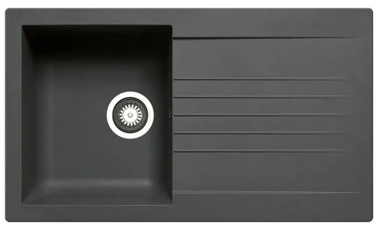 Lavello 1 vasca con gocciolatoio laterale destro o sinistro PYRAMIS Scirocco resina L 50 x L 86 cm nero