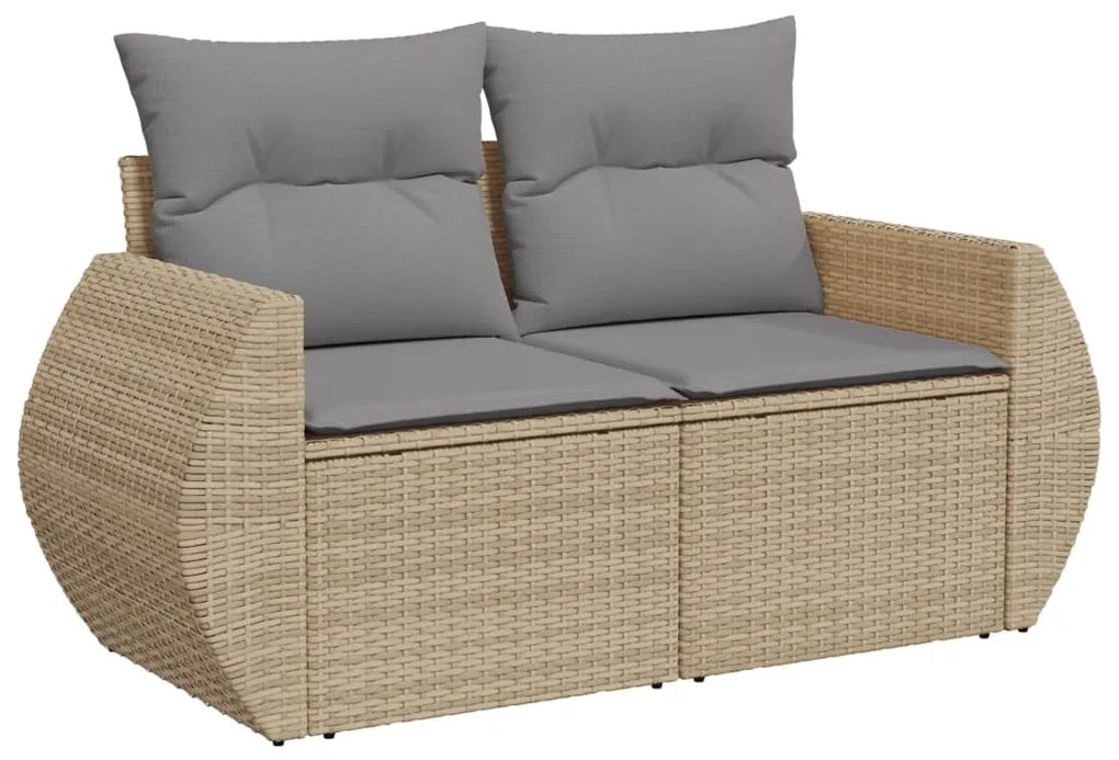 Set Divano da Giardino 5 pz con Cuscini Beige in Polyrattan