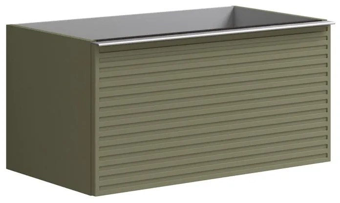 Mobile da bagno da fissare sotto lavabo L 80 x H 40 x P 45.5 cm verde salvia laccato, 2 cassetti Pixel stripes