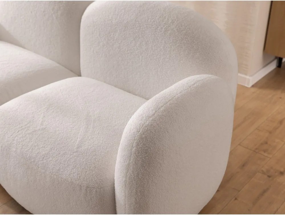 Divano angolare color crema (con penisola a sinistra/con chaise lounge) con rivestimento in bouclé Orbit – Ropez
