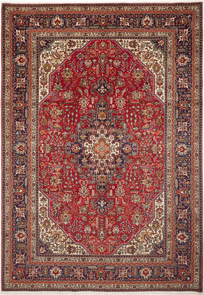 Tabriz Tappeto 200x300 Blu (Iran) Annodato A Mano