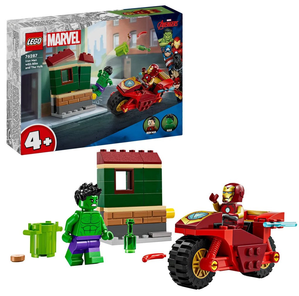 Iron Man con moto e The Hulk Lego Super Heroes Marvel