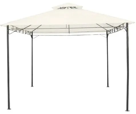 Gazebo 3x3 Doppio Tetto In Acciaio Antivento Struttura Moka Telo Beige